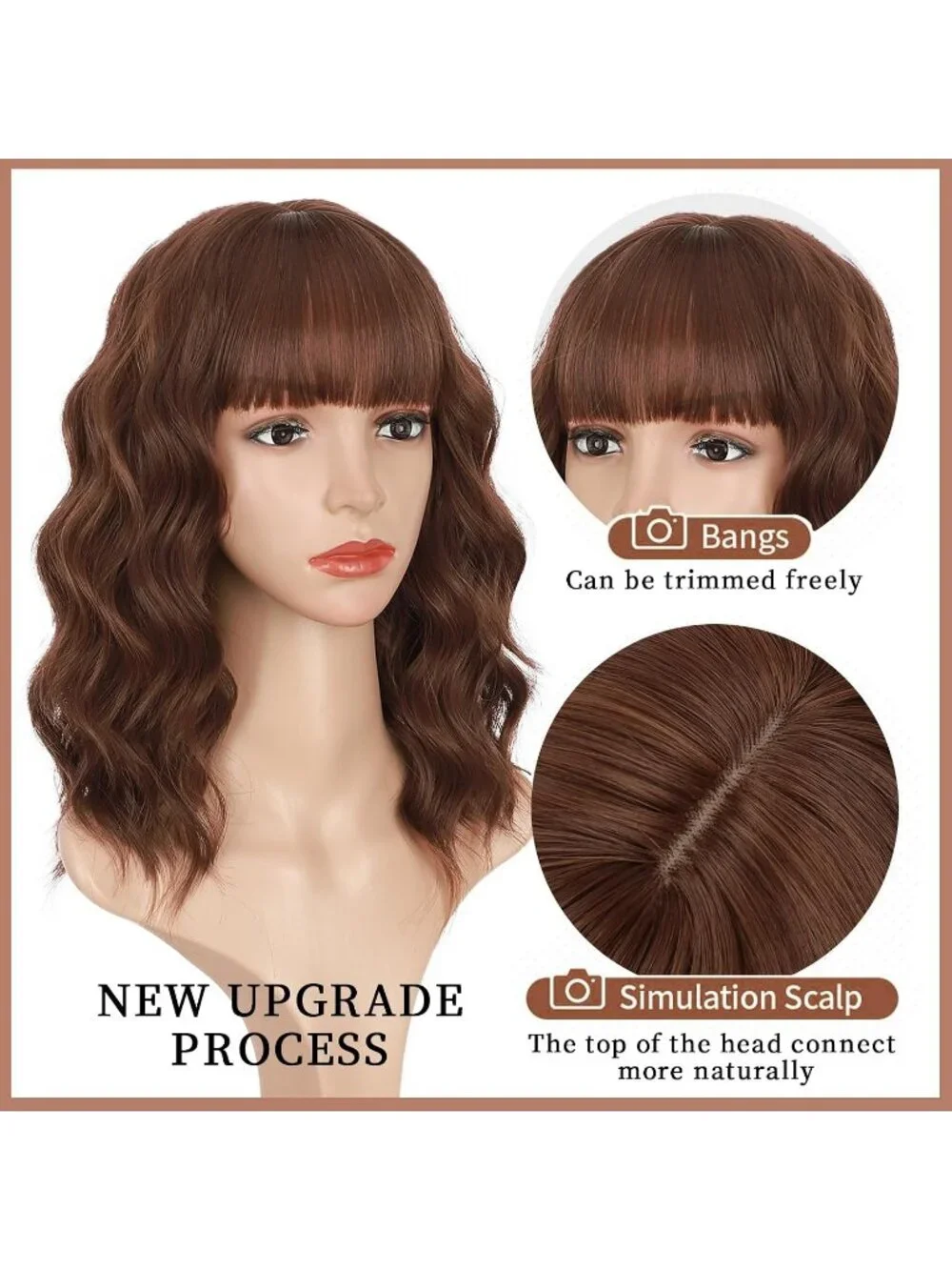 Women's Reddish Brown 14 Inch Heat Resistant Synthetic Fiber Shoulder Length Wig